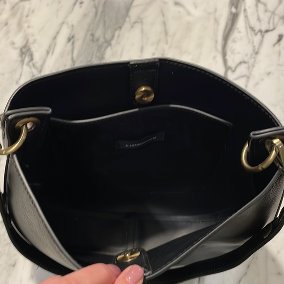 Black Anthropologie purse with gold hardware. One pocket inside. - Picture 5 of 6